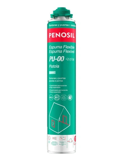 Aerosol de 750 ml de espuma flexible Penosil PU-00p para pistola, uso en instalación de ventanas y puertas