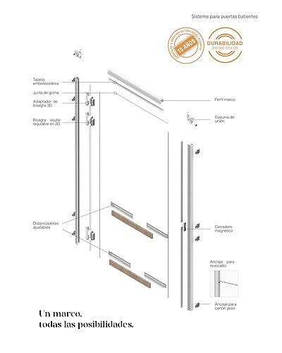 Kit Marco Filomuro Saheco Line+ Timber 3000 x 1200 mm – 4 Bisagras, Negro (cortable)