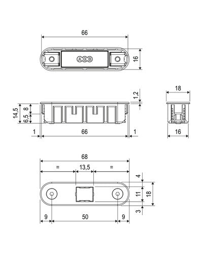 Soporte AGB alu touch – plano acotado, acabado no representado