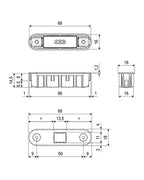 Soporte AGB alu touch – plano acotado, acabado no representado