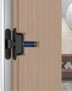 Bisagra oculta AGB Eclipse 3.2 HD Self negra con muelle de autocierre de 40 kg montada en puerta