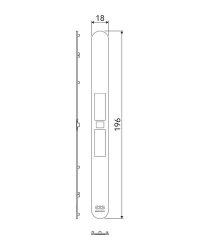 Frontal AGB touch close – plano acotado, acabado no representado