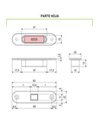 Kit AGB Easy-Touch madera-madera – plano de la parte hoja y polaridad inversa, acabado no representado