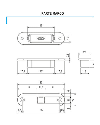 Kit AGB Easy-Touch madera-madera – plano de la parte marco, acabado no representado