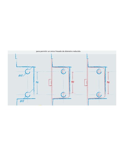 Picaporte AGB Mediana Evolution – esquema de fresados para llave y baño