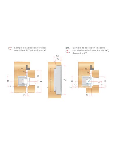 Cerradero AGB Minimal Plus XT – planos de montaje enrasado y solapado
