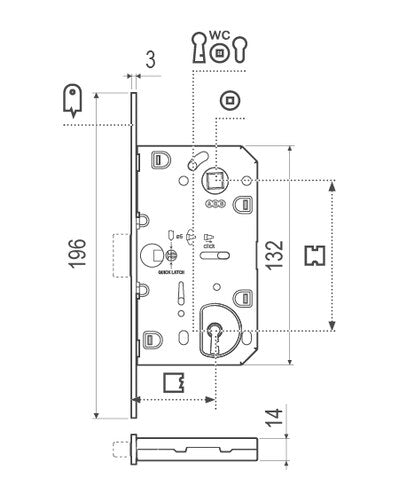 Picaporte AGB Polaris 2XT – plano general de la familia; comprobar la función y la entrada en la ficha
