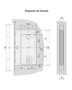 Picaporte AGB Polaris Wave baño – esquema de fresado, acabado no representado