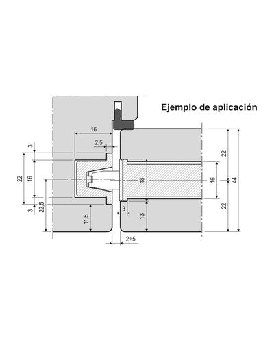 Picaporte AGB touch close bano – esquema de aplicación, acabado no representado