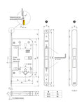 Picaporte AGB touch close bano – plano acotado, acabado no representado