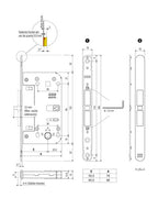 Picaporte AGB touch close bano – plano acotado, acabado no representado