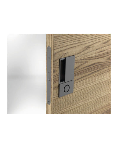 Manilla AGB Wave baño Negro – montaje en puerta de madera
