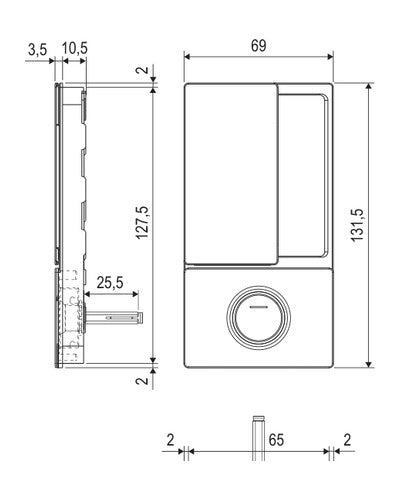Manilla AGB Wave batiente bano – plano acotado exterior, acabado no representado