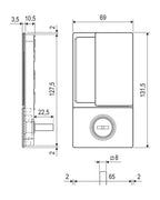 Manilla AGB Wave batiente bano – plano acotado interior, acabado no representado