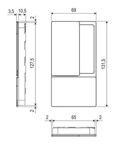 Manilla AGB Wave batiente ciega – plano acotado exterior, acabado no representado