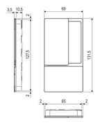 Manilla AGB Wave batiente ciega – plano acotado exterior, acabado no representado