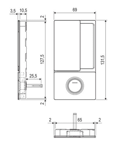 Manilla AGB Wave corredera bano – plano acotado exterior, acabado no representado