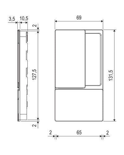 Manilla AGB Wave corredera ciega – plano acotado exterior, acabado no representado
