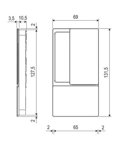Manilla AGB Wave corredera ciega – plano acotado interior, acabado no representado