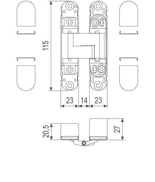 BISAGRA OCULTA ECLIPSE 3.2 CROMO OPACO