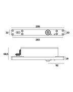 Pivotante hidráulico JNF 350 Plus IN.05.215.HO hasta 350 kg — Inox satinado — plano acotado