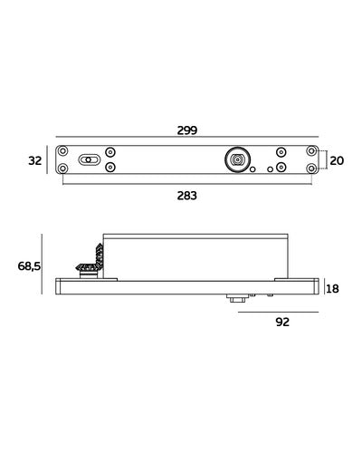 Pivotante hidráulico JNF 350 Plus IN.05.215.HO hasta 350 kg — Inox satinado — plano acotado