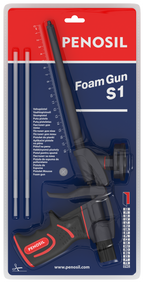 Pistola Penosil FoamGun S1 en su presentación de blíster, imagen oficial del fabricante