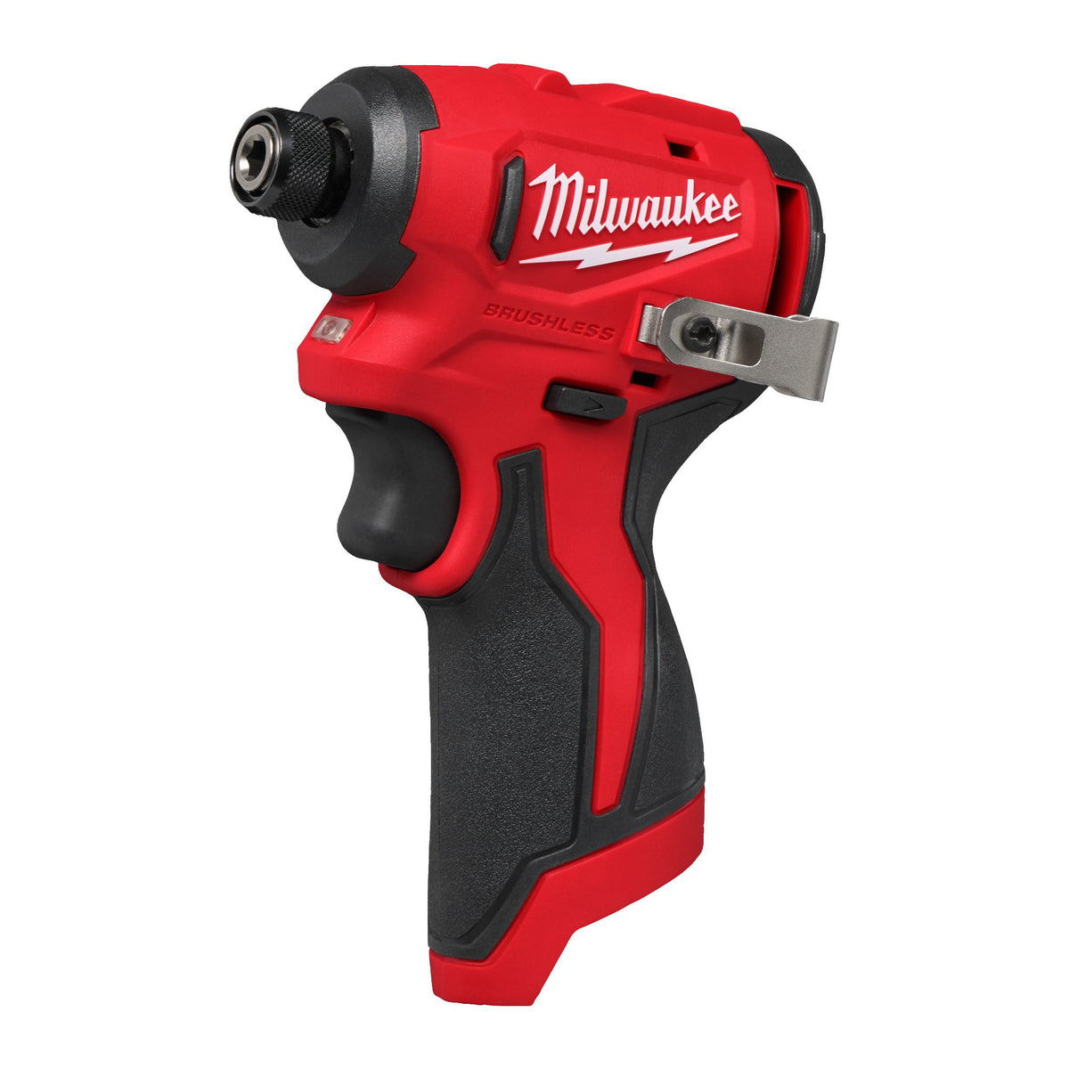 Milwaukee M12 BLIDRC, detalle de la herramienta sin batería colocada.